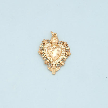 Gold sacred Heart Charms,18K Gold Filled flame sacred heart Pendant,Religious Charm Bracelet Necklace for DIY Jewelry Making Supply
