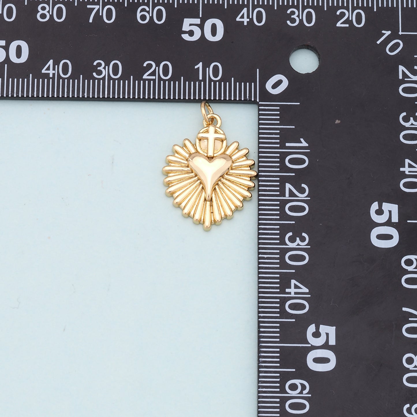 Gold sacred Heart Charms,18K Gold Filled flame sacred heart Pendant,Religious Charm Bracelet Necklace for DIY Jewelry Making Supply