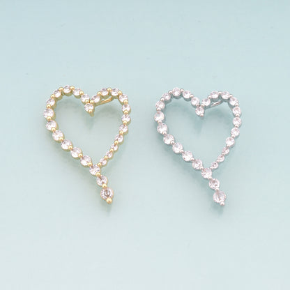 18K Gold Filled Heart Pendant,CZ Micro Pave Heart Charm Bracelet Necklace for DIY Jewelry Making Supply