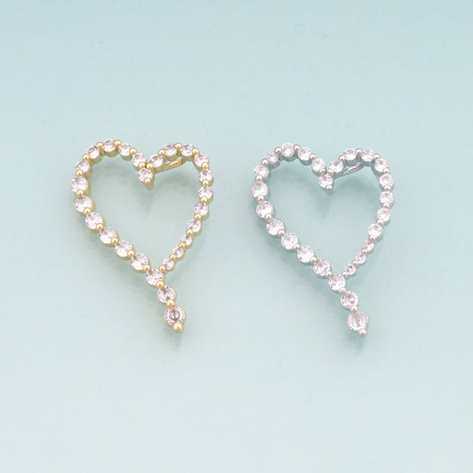 18K Gold Filled Heart Pendant,CZ Micro Pave Heart Charm Bracelet Necklace for DIY Jewelry Making Supply