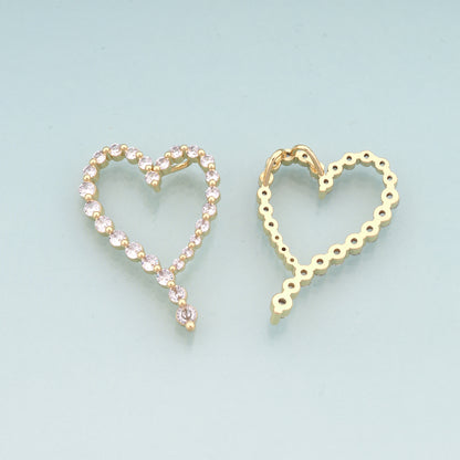 18K Gold Filled Heart Pendant,CZ Micro Pave Heart Charm Bracelet Necklace for DIY Jewelry Making Supply
