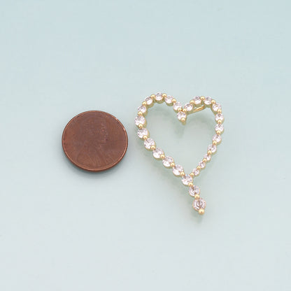 18K Gold Filled Heart Pendant,CZ Micro Pave Heart Charm Bracelet Necklace for DIY Jewelry Making Supply
