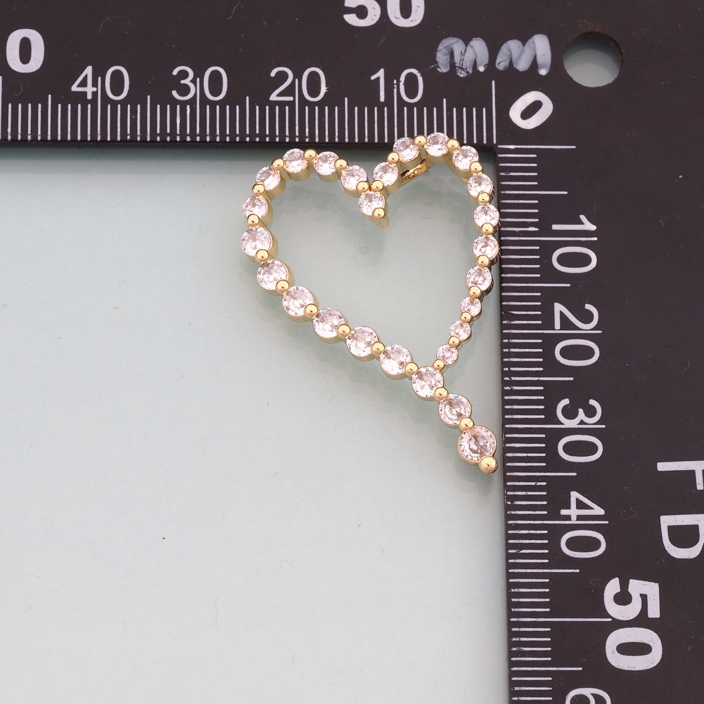 18K Gold Filled Heart Pendant,CZ Micro Pave Heart Charm Bracelet Necklace for DIY Jewelry Making Supply