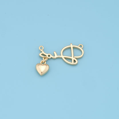 Gold Heart Charms,18K Gold Filled Heart Pendant,Heart Charm Bracelet Necklace for DIY Jewelry Making Supply