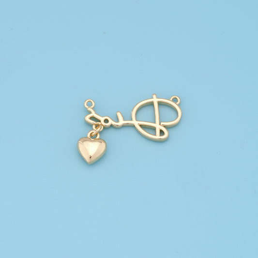 Gold Heart Charms,18K Gold Filled Heart Pendant,Heart Charm Bracelet Necklace for DIY Jewelry Making Supply