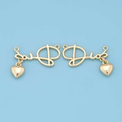 Gold Heart Charms,18K Gold Filled Heart Pendant,Heart Charm Bracelet Necklace for DIY Jewelry Making Supply