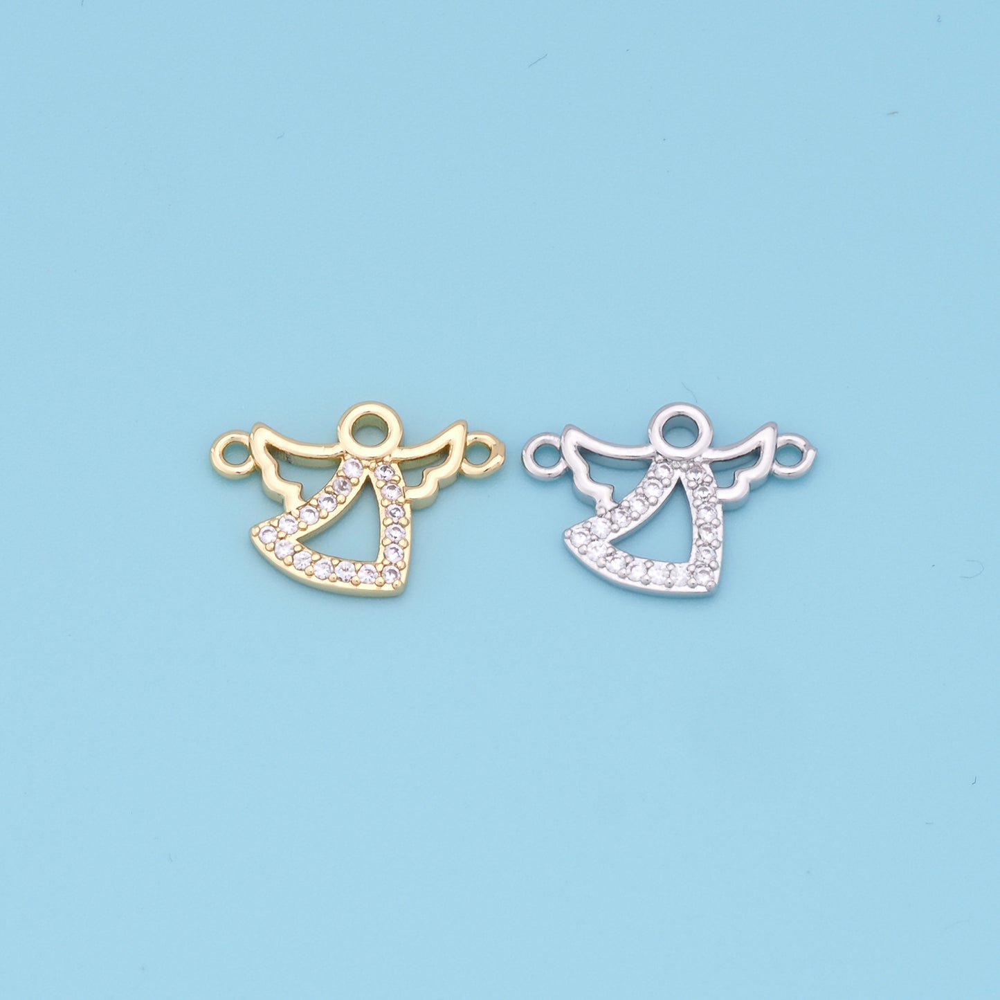 Gold Angel Charms,18K Gold Filled CZ Angel Pendant,Angel Charm Bracelet Necklace for DIY Jewelry Making Supply