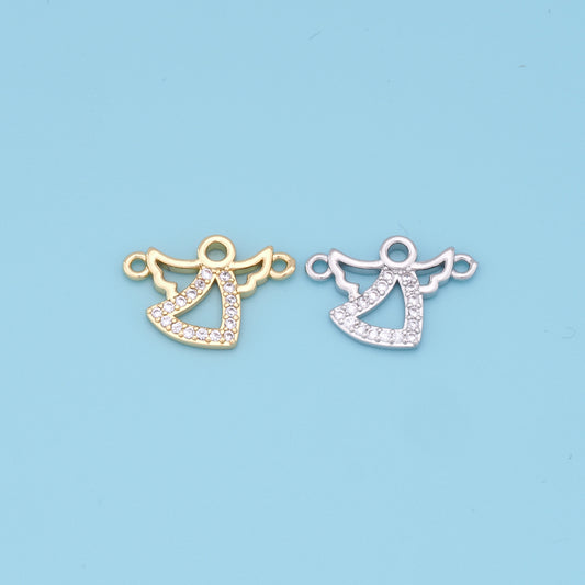 Gold Angel Charms,18K Gold Filled CZ Angel Pendant,Angel Charm Bracelet Necklace for DIY Jewelry Making Supply