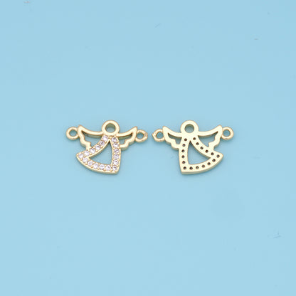 Gold Angel Charms,18K Gold Filled CZ Angel Pendant,Angel Charm Bracelet Necklace for DIY Jewelry Making Supply