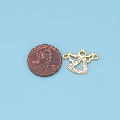 Gold Angel Charms,18K Gold Filled CZ Angel Pendant,Angel Charm Bracelet Necklace for DIY Jewelry Making Supply