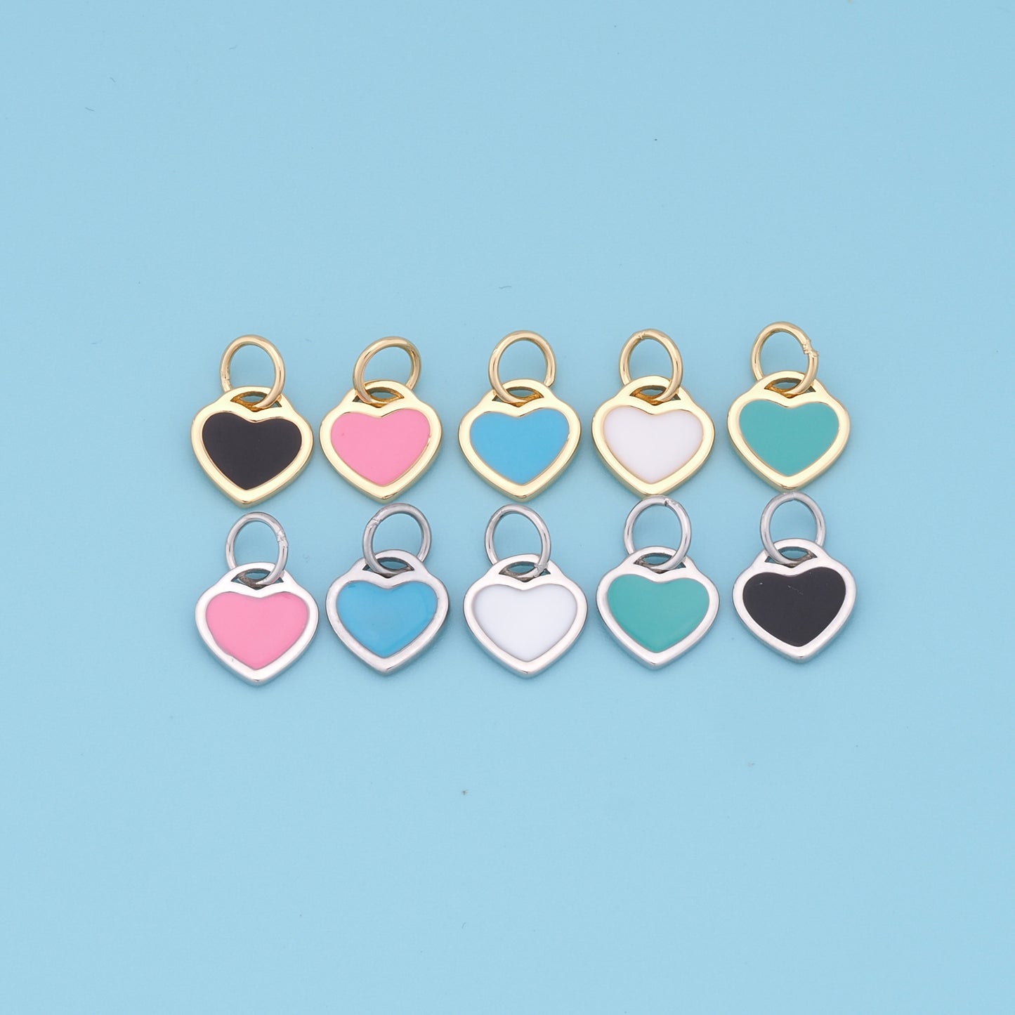Gold Heart Charms,18K Gold Filled Heart Pendant,Tiny Heart Charm Bracelet Necklace for DIY Jewelry Making Supply