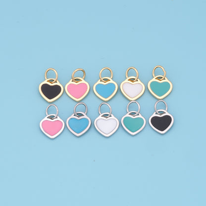 Gold Heart Charms,18K Gold Filled Heart Pendant,Tiny Heart Charm Bracelet Necklace for DIY Jewelry Making Supply