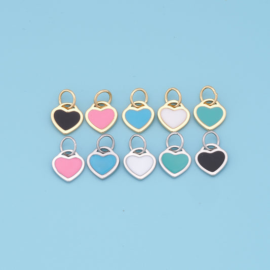 Gold Heart Charms,18K Gold Filled Heart Pendant,Tiny Heart Charm Bracelet Necklace for DIY Jewelry Making Supply