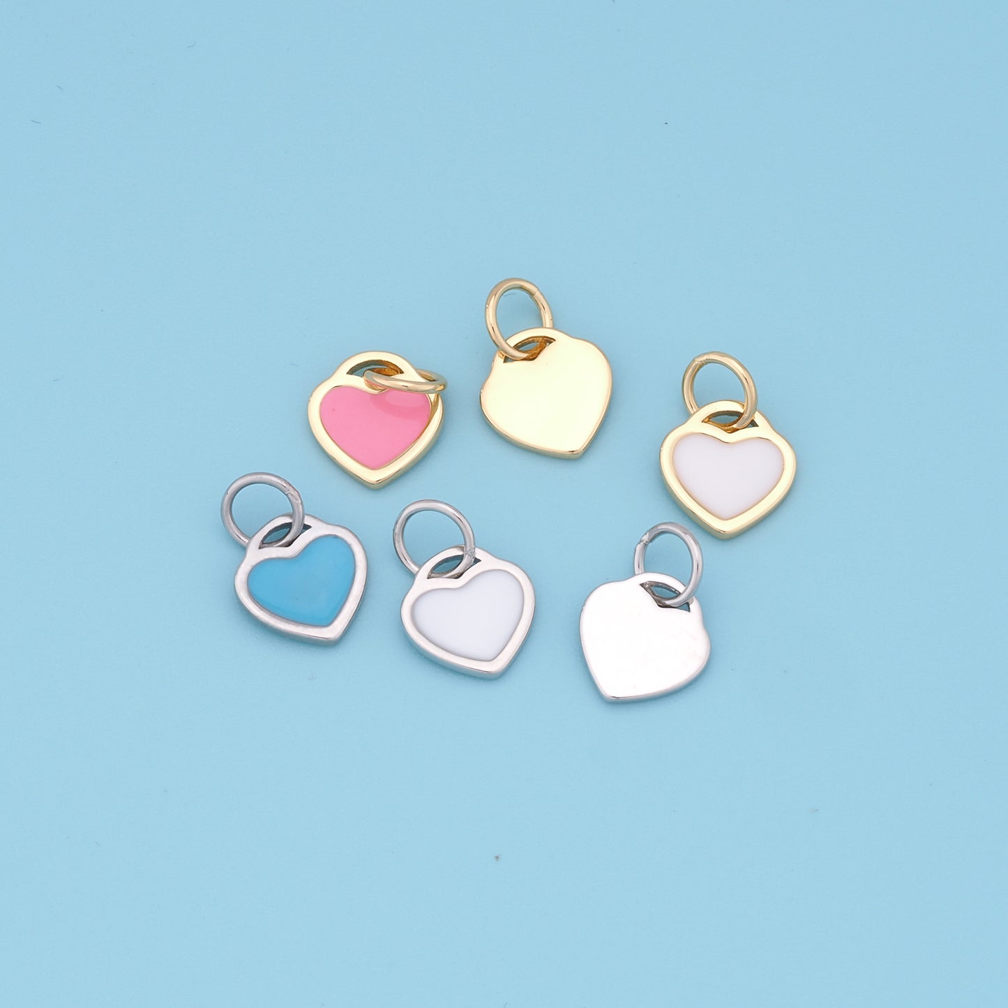 Gold Heart Charms,18K Gold Filled Heart Pendant,Tiny Heart Charm Bracelet Necklace for DIY Jewelry Making Supply