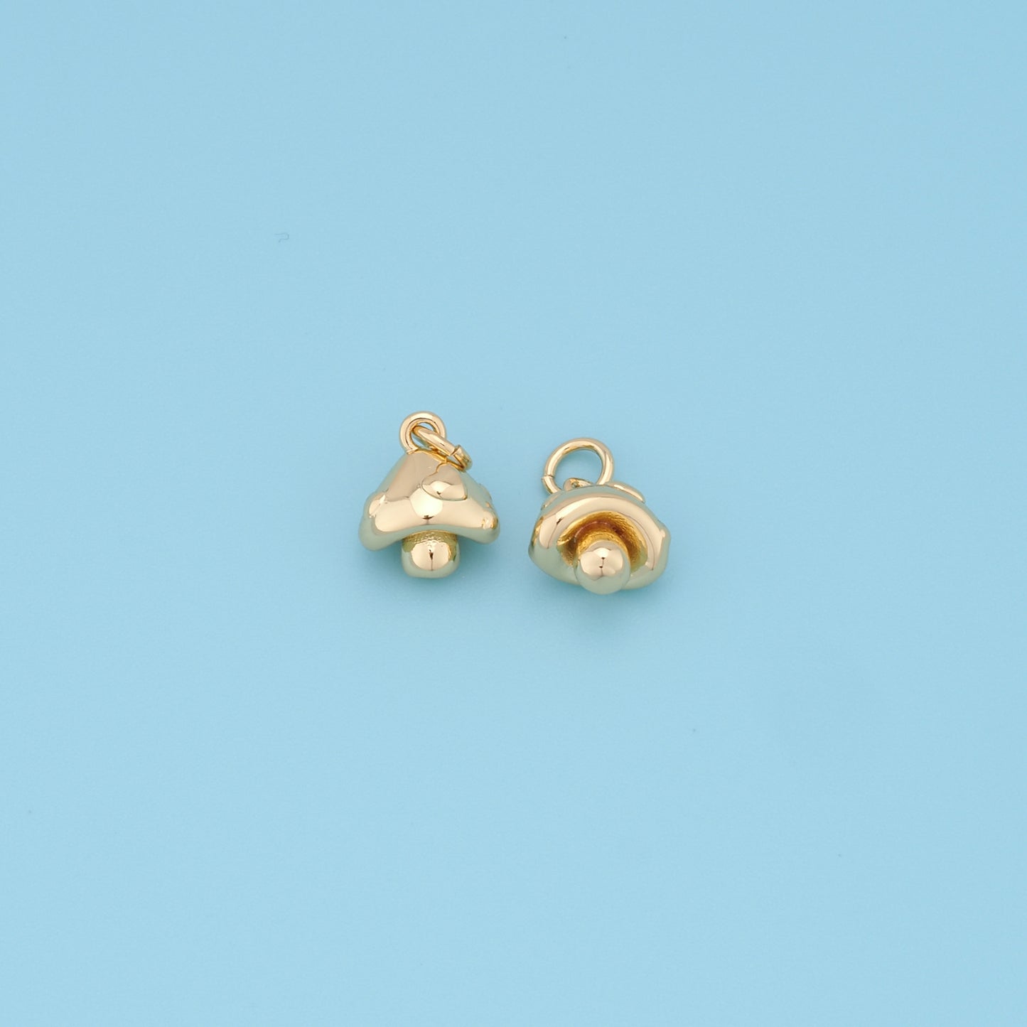 Gold mushroom Charms,18K Gold Filled mushroom Pendant,Silver mushroom Charm Bracelet Necklace for DIY Jewelry Making Supply