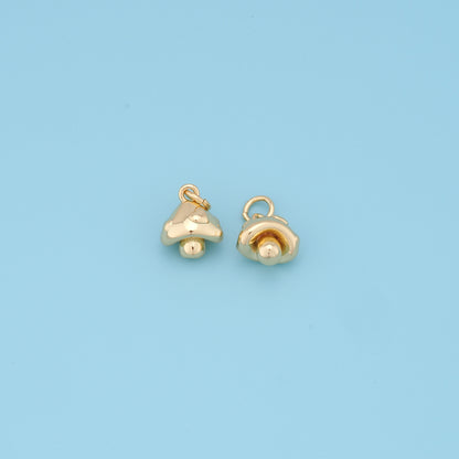 Gold mushroom Charms,18K Gold Filled mushroom Pendant,Silver mushroom Charm Bracelet Necklace for DIY Jewelry Making Supply