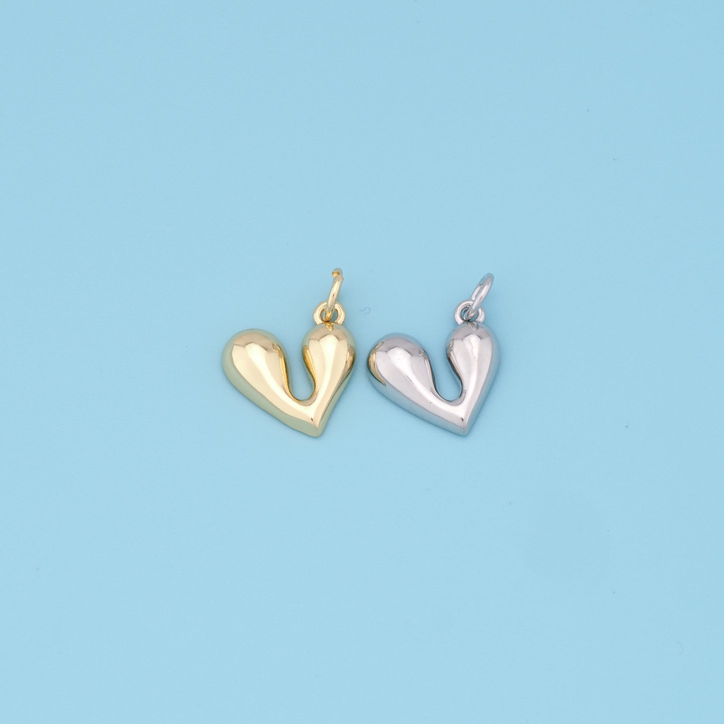 Gold Heart Charms,18K Gold Filled Heart Pendant,Tiny Heart Charm Bracelet Necklace for DIY Jewelry Making Supply