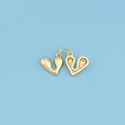 Gold Heart Charms,18K Gold Filled Heart Pendant,Tiny Heart Charm Bracelet Necklace for DIY Jewelry Making Supply
