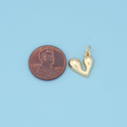 Gold Heart Charms,18K Gold Filled Heart Pendant,Tiny Heart Charm Bracelet Necklace for DIY Jewelry Making Supply