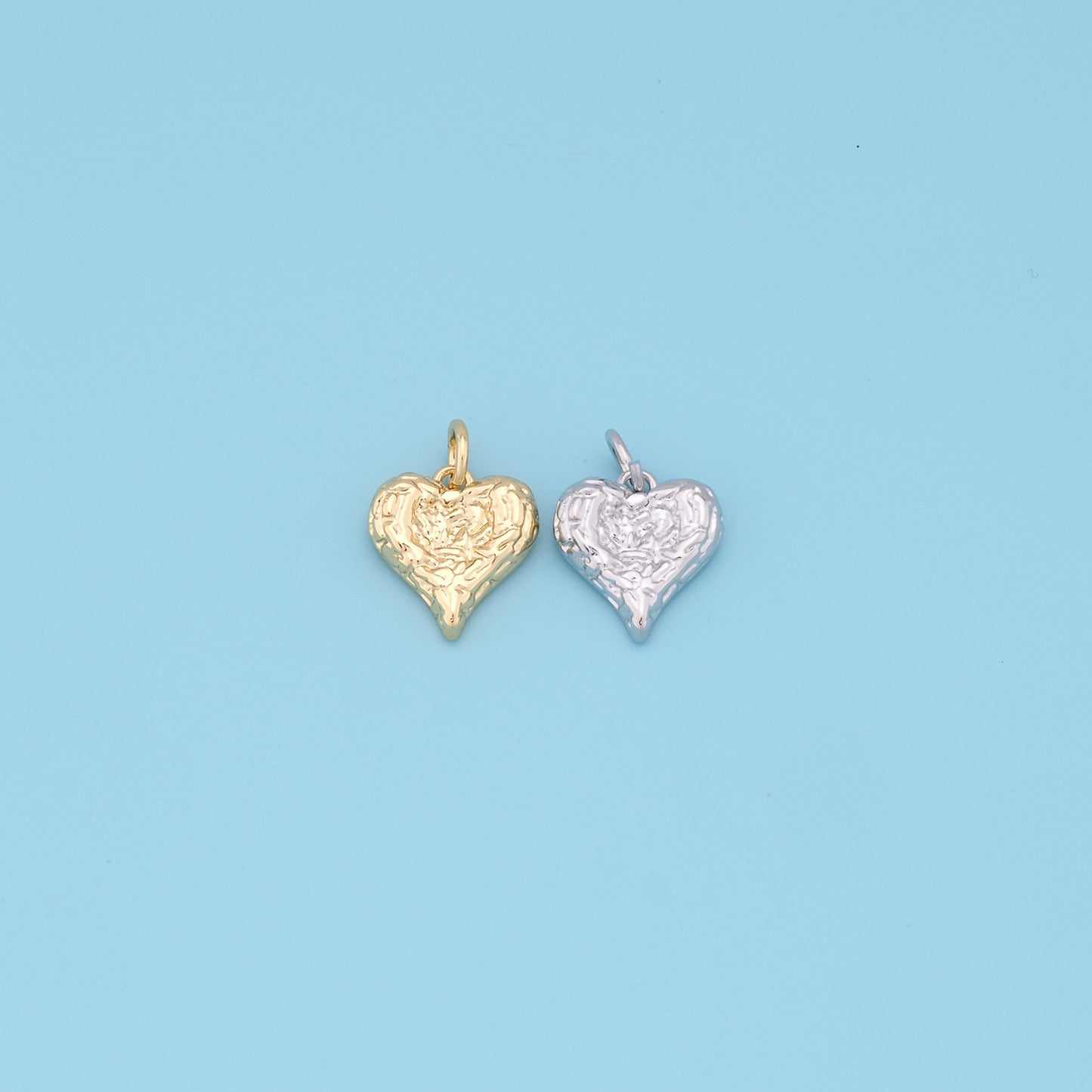 Gold Heart Charms,18K Gold Filled Heart Pendant,Tiny Heart Charm Bracelet Necklace for DIY Jewelry Making Supply
