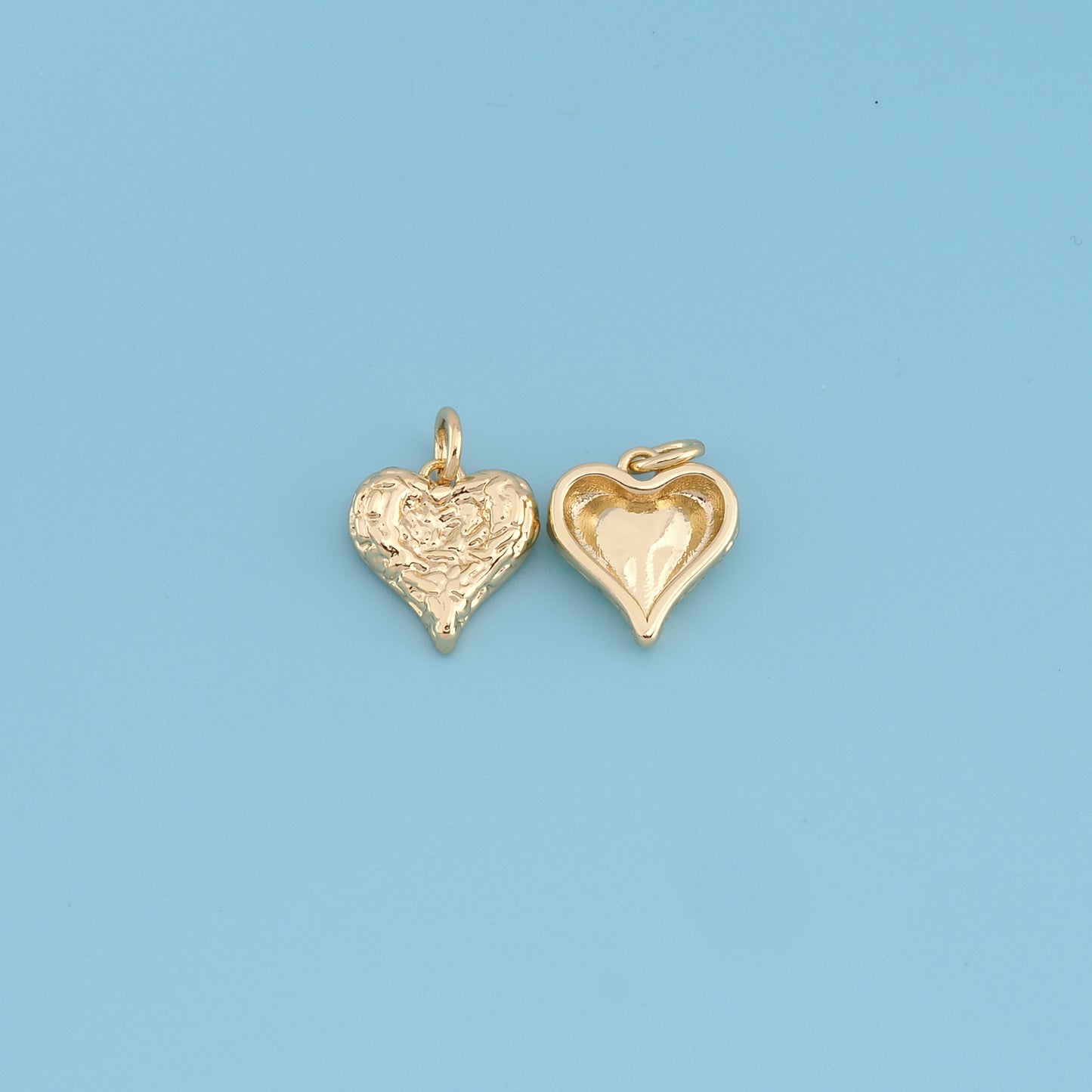 Gold Heart Charms,18K Gold Filled Heart Pendant,Tiny Heart Charm Bracelet Necklace for DIY Jewelry Making Supply