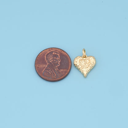 Gold Heart Charms,18K Gold Filled Heart Pendant,Tiny Heart Charm Bracelet Necklace for DIY Jewelry Making Supply