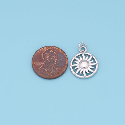 Gold Sun Charms,18K Gold Filled Round Pendant,Celestial Charm Bracelet Necklace for DIY Jewelry Making Supply