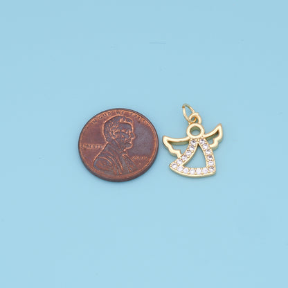Gold Angel Charms,18K Gold Filled CZ Angel Pendant,Angel Charm Bracelet Necklace for DIY Jewelry Making Supply
