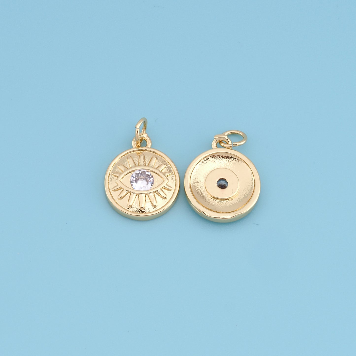 18K Gold Filled Evil Eye Pendant,Evil Eye Charm Bracelet Necklace for DIY Jewelry Making Supply