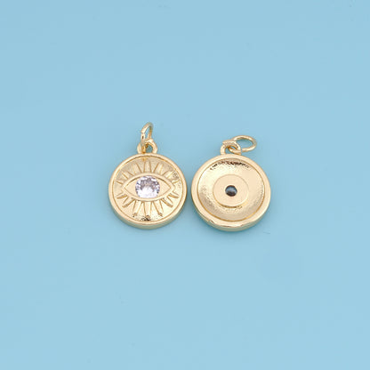 18K Gold Filled Evil Eye Pendant,Evil Eye Charm Bracelet Necklace for DIY Jewelry Making Supply