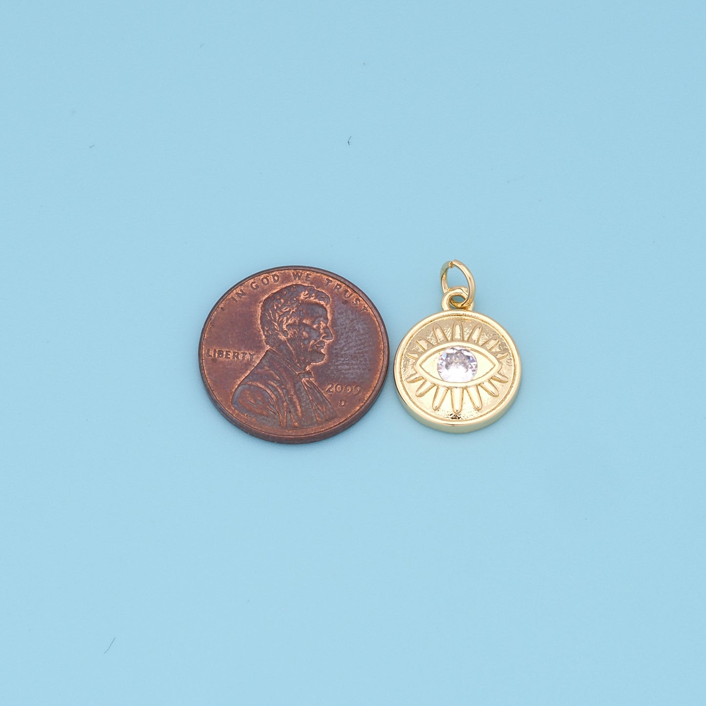 18K Gold Filled Evil Eye Pendant,Evil Eye Charm Bracelet Necklace for DIY Jewelry Making Supply