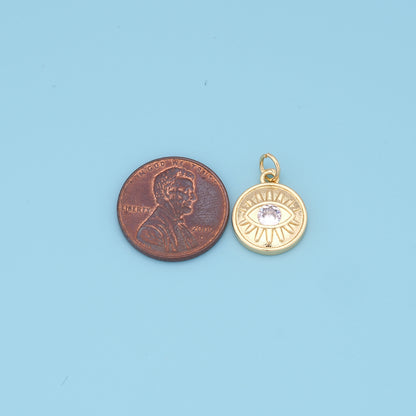 18K Gold Filled Evil Eye Pendant,Evil Eye Charm Bracelet Necklace for DIY Jewelry Making Supply