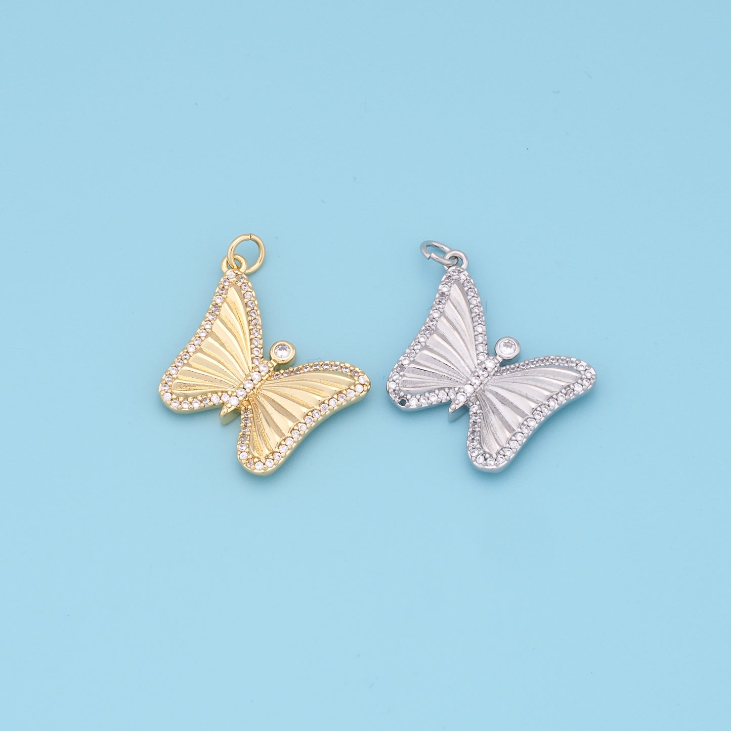 Gold Butterfly Charms,18K Gold Filled Butterfly Pendant,insect Charm Bracelet Necklace for DIY Jewelry Making Supply
