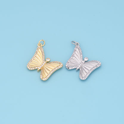 Gold Butterfly Charms,18K Gold Filled Butterfly Pendant,insect Charm Bracelet Necklace for DIY Jewelry Making Supply