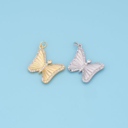 Gold Butterfly Charms,18K Gold Filled Butterfly Pendant,insect Charm Bracelet Necklace for DIY Jewelry Making Supply