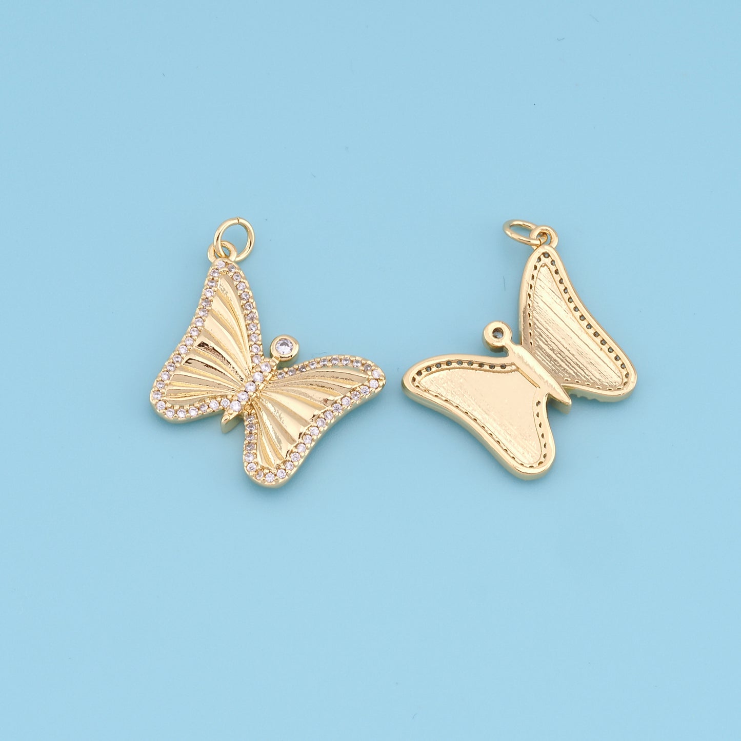 Gold Butterfly Charms,18K Gold Filled Butterfly Pendant,insect Charm Bracelet Necklace for DIY Jewelry Making Supply