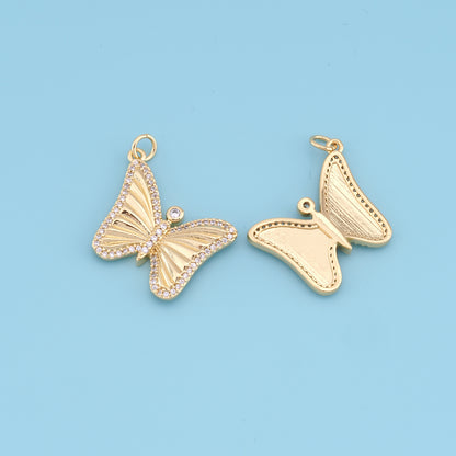 Gold Butterfly Charms,18K Gold Filled Butterfly Pendant,insect Charm Bracelet Necklace for DIY Jewelry Making Supply
