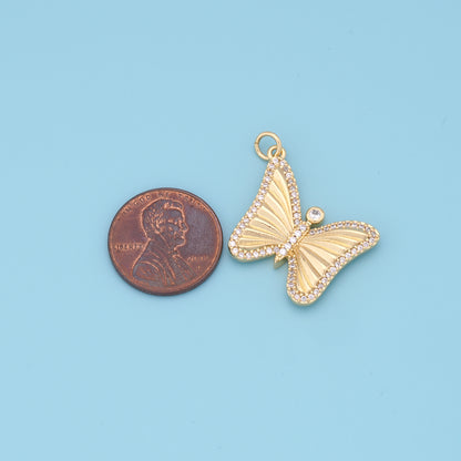 Gold Butterfly Charms,18K Gold Filled Butterfly Pendant,insect Charm Bracelet Necklace for DIY Jewelry Making Supply