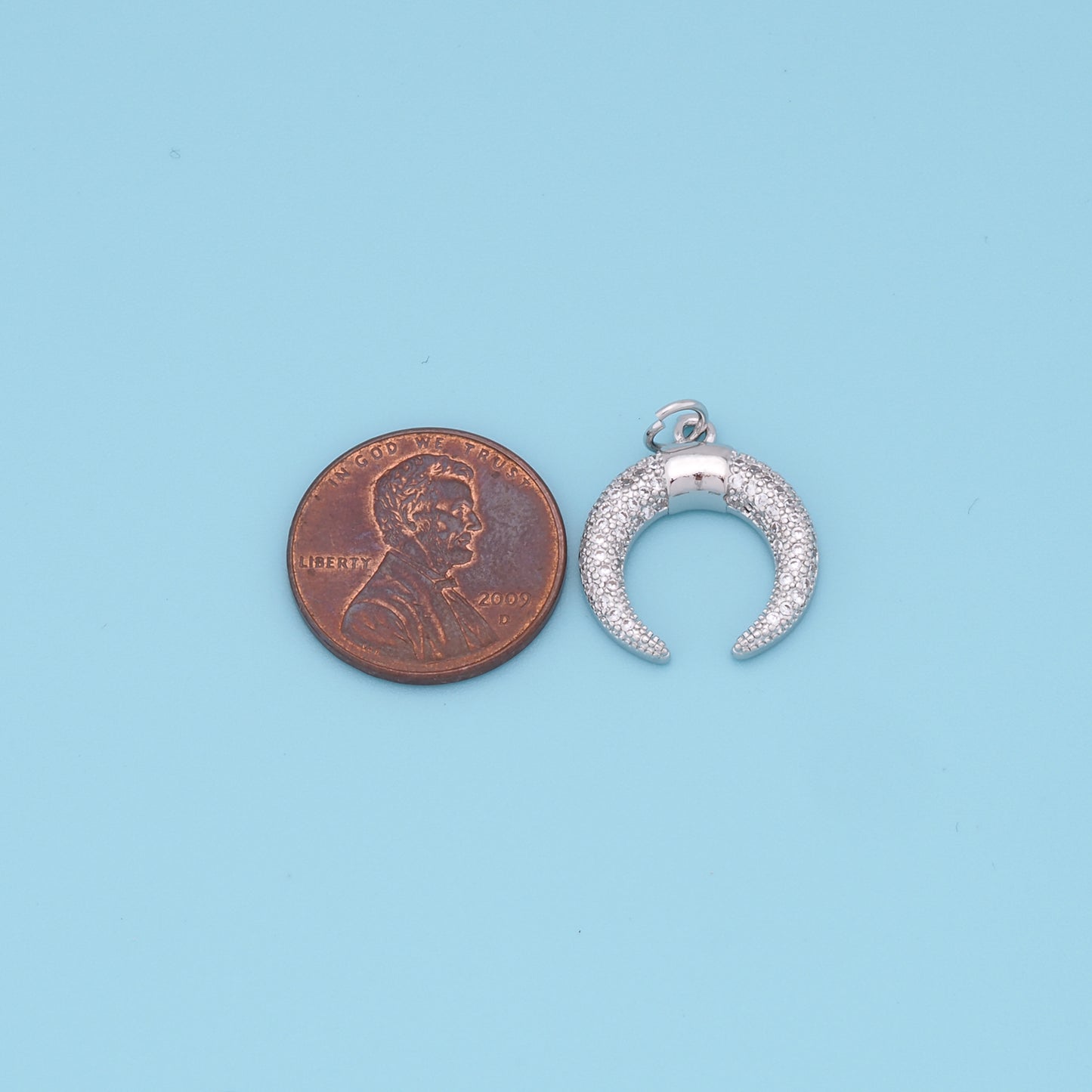 Gold Horse Shoe Charms,18K Gold Filled Crescent Pendant,CZ Micro Pave Horns Charm Bracelet Necklace for DIY Jewelry Making Supply