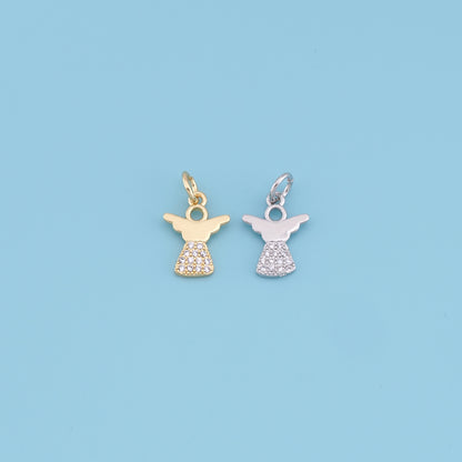 Gold Angel Charms,18K Gold Filled CZ Angel Pendant,Angel Charm Bracelet Necklace for DIY Jewelry Making Supply