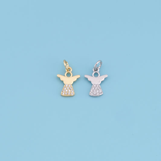 Gold Angel Charms,18K Gold Filled CZ Angel Pendant,Angel Charm Bracelet Necklace for DIY Jewelry Making Supply