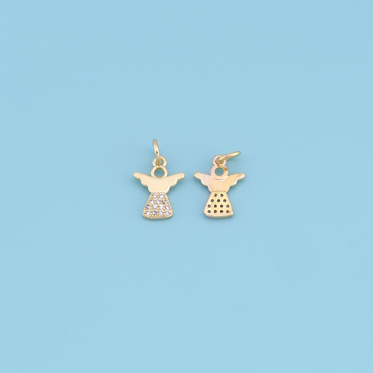 Gold Angel Charms,18K Gold Filled CZ Angel Pendant,Angel Charm Bracelet Necklace for DIY Jewelry Making Supply