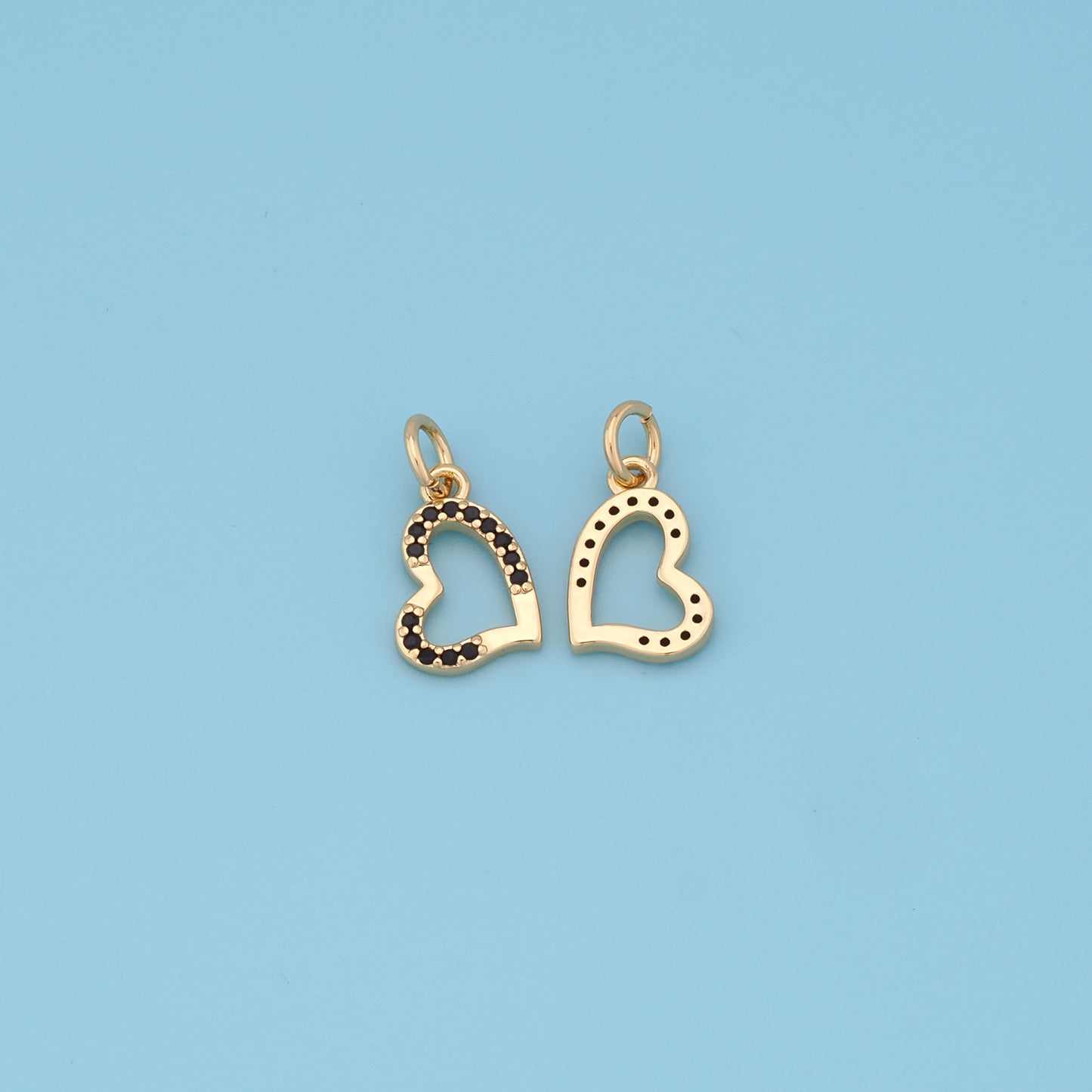 Gold Heart Charms,18K Gold Filled Heart Pendant,Tiny Heart Charm Bracelet Necklace for DIY Jewelry Making Supply