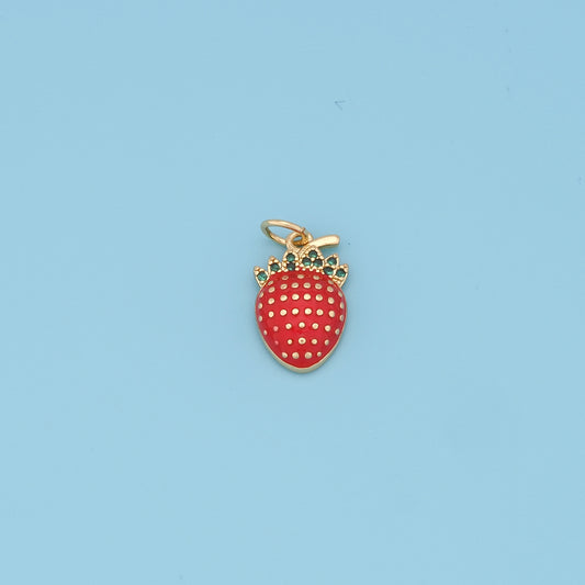 Gold Strawberry Charms,18K Gold Filled Strawberry Pendant,Fruit Charm Bracelet Necklace for DIY Jewelry Making Supply