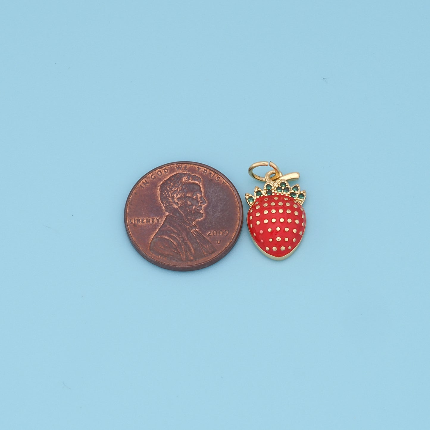Gold Strawberry Charms,18K Gold Filled Strawberry Pendant,Fruit Charm Bracelet Necklace for DIY Jewelry Making Supply