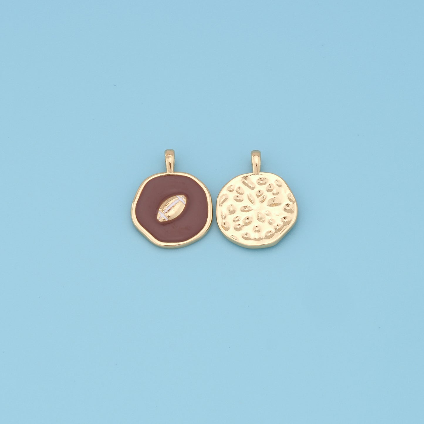 Gold football Charms,18K Gold Filled football Pendant,football Charm Bracelet Necklace for DIY Jewelry Making Supply