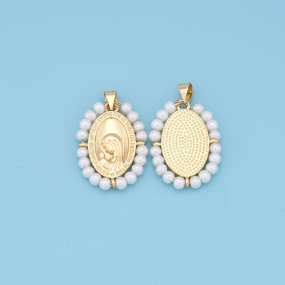 Gold Pray virgin mary Charms,18K Gold Filled pray Our Lady Pendant Bracelet Necklace for DIY Jewelry Making Supply