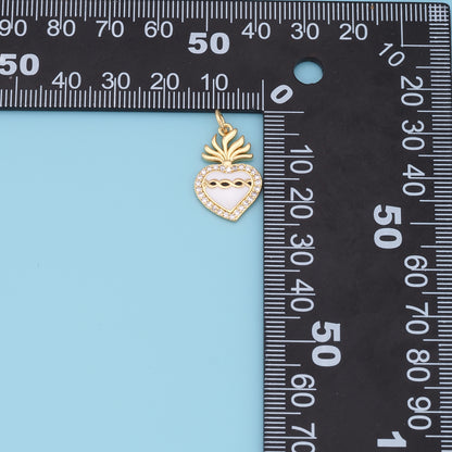 18K Gold Filled Sacred Heart Pendant,Sacred Heart Charm Bracelet Necklace for DIY Jewelry Making Supply