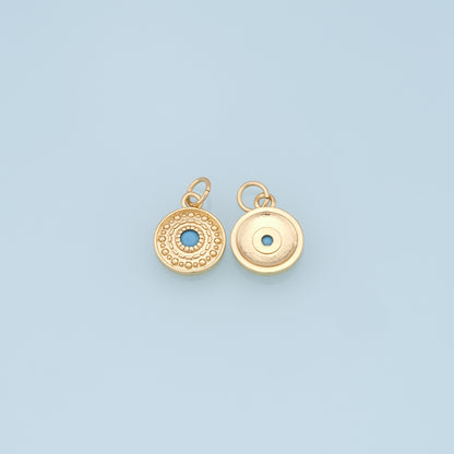 18K Gold Filled Evil Eye Pendant,Round Evil Eye Charm Bracelet Necklace for DIY Jewelry Making Supply