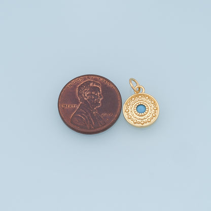 18K Gold Filled Evil Eye Pendant,Round Evil Eye Charm Bracelet Necklace for DIY Jewelry Making Supply